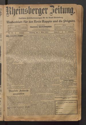 Rheinsberger Zeitung vom 05.03.1912