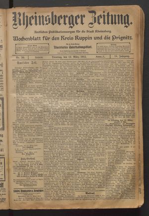 Rheinsberger Zeitung vom 12.03.1912