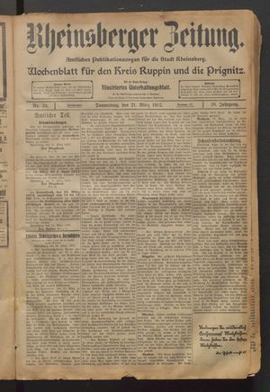 Rheinsberger Zeitung vom 21.03.1912