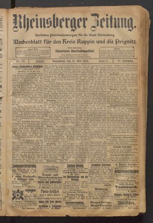 Rheinsberger Zeitung vom 11.05.1912