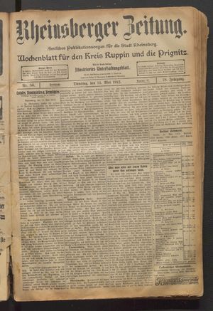 Rheinsberger Zeitung vom 14.05.1912