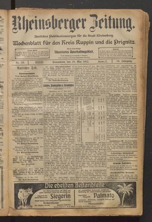 Rheinsberger Zeitung vom 18.05.1912