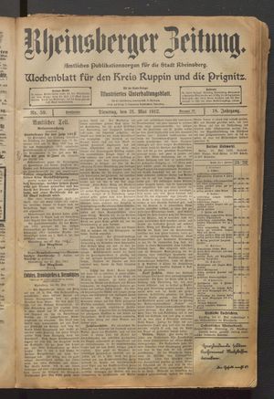 Rheinsberger Zeitung vom 21.05.1912