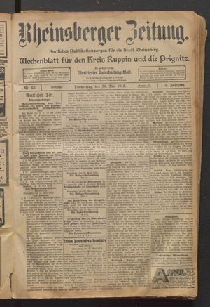 Rheinsberger Zeitung vom 30.05.1912