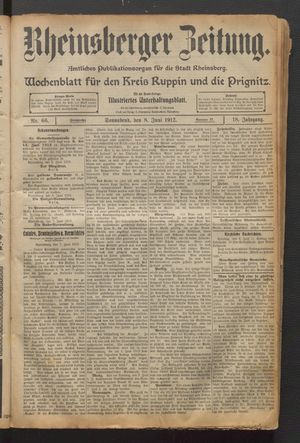 Rheinsberger Zeitung vom 08.06.1912