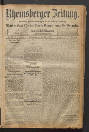 Rheinsberger Zeitung vom 15.06.1912