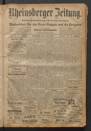 Rheinsberger Zeitung vom 06.07.1912
