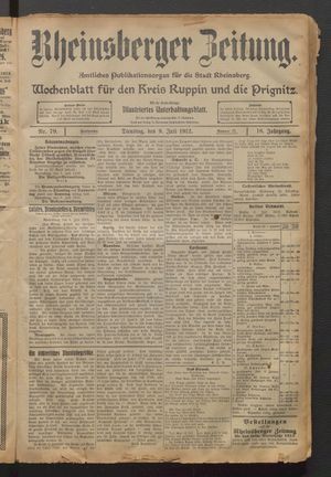 Rheinsberger Zeitung vom 09.07.1912