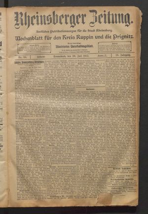 Rheinsberger Zeitung on Jul 20, 1912