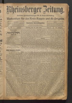 Rheinsberger Zeitung on Jul 23, 1912