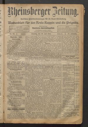 Rheinsberger Zeitung vom 30.07.1912