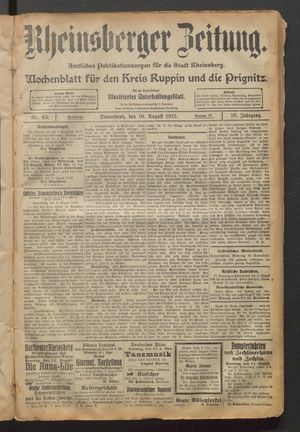 Rheinsberger Zeitung vom 10.08.1912