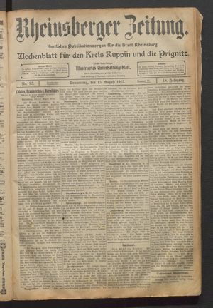 Rheinsberger Zeitung vom 15.08.1912