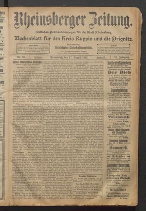 Rheinsberger Zeitung on Aug 17, 1912