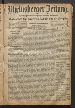 Rheinsberger Zeitung vom 27.08.1912