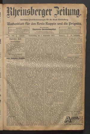 Rheinsberger Zeitung vom 05.09.1912