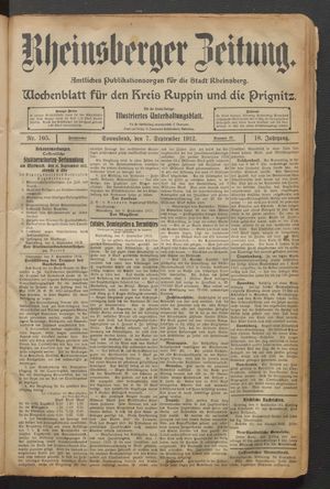 Rheinsberger Zeitung vom 07.09.1912