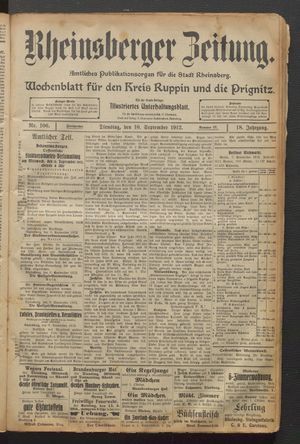 Rheinsberger Zeitung vom 10.09.1912