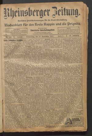 Rheinsberger Zeitung vom 12.09.1912