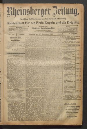 Rheinsberger Zeitung vom 17.09.1912