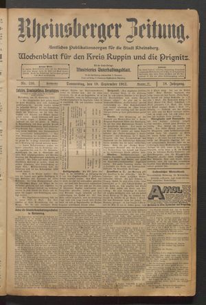 Rheinsberger Zeitung vom 19.09.1912