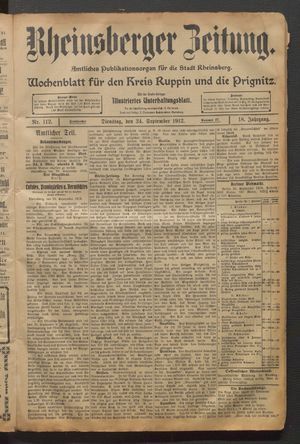 Rheinsberger Zeitung vom 24.09.1912