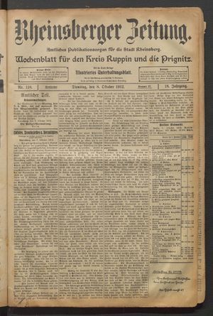 Rheinsberger Zeitung vom 08.10.1912