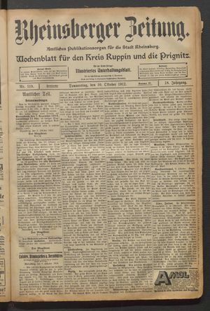 Rheinsberger Zeitung vom 10.10.1912