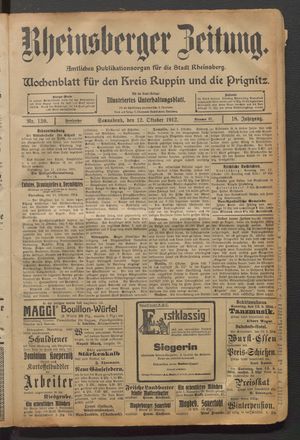 Rheinsberger Zeitung on Oct 12, 1912