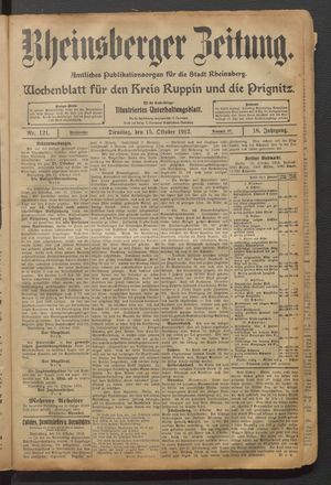 Rheinsberger Zeitung vom 15.10.1912