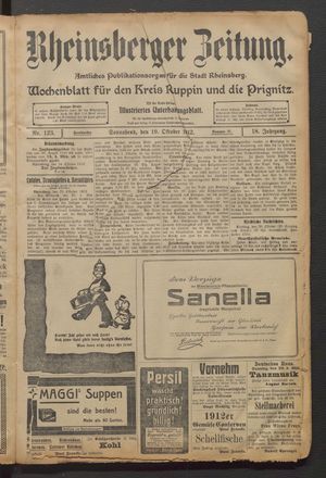 Rheinsberger Zeitung vom 19.10.1912