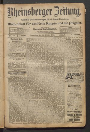 Rheinsberger Zeitung vom 24.10.1912