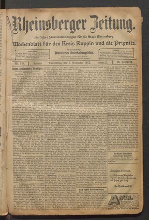 Rheinsberger Zeitung vom 07.11.1912