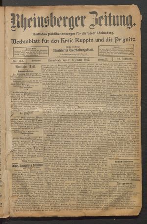 Rheinsberger Zeitung vom 07.12.1912