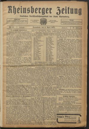 Rheinsberger Zeitung vom 04.04.1925