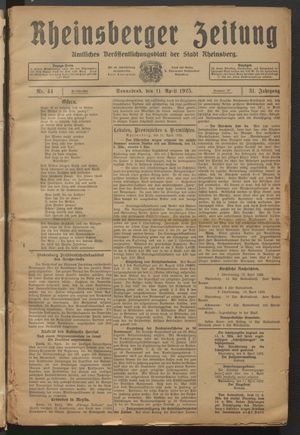 Rheinsberger Zeitung vom 11.04.1925