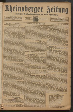 Rheinsberger Zeitung vom 26.05.1925