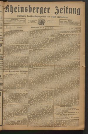 Rheinsberger Zeitung vom 06.06.1925