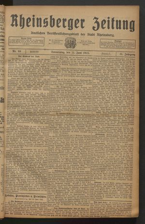 Rheinsberger Zeitung vom 11.06.1925