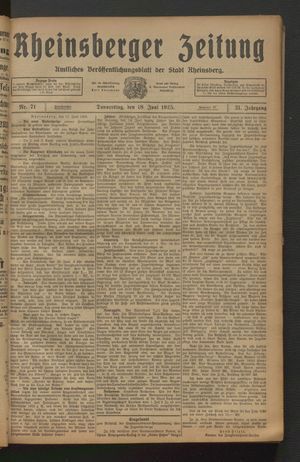 Rheinsberger Zeitung vom 18.06.1925