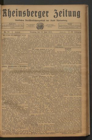 Rheinsberger Zeitung vom 23.06.1925