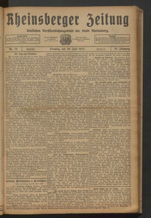 Rheinsberger Zeitung vom 30.06.1925