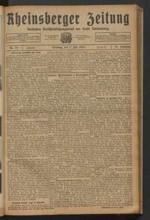 Rheinsberger Zeitung vom 07.07.1925