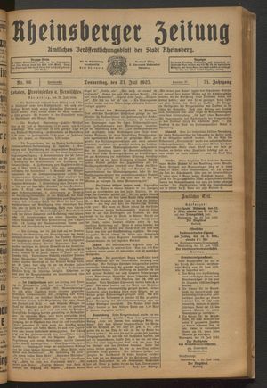 Rheinsberger Zeitung vom 23.07.1925