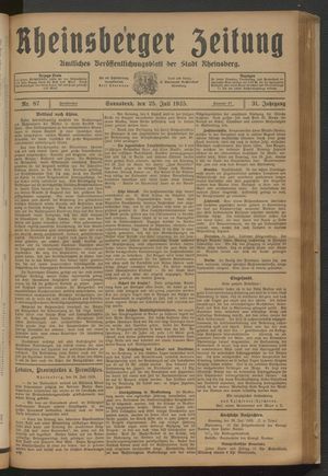 Rheinsberger Zeitung vom 25.07.1925