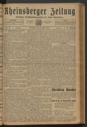 Rheinsberger Zeitung vom 28.07.1925