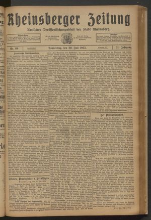 Rheinsberger Zeitung vom 30.07.1925