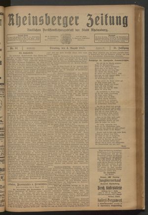 Rheinsberger Zeitung on Aug 4, 1925