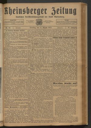 Rheinsberger Zeitung vom 11.08.1925