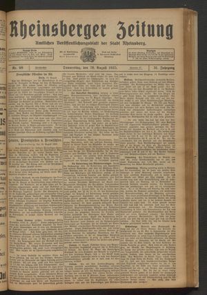 Rheinsberger Zeitung vom 20.08.1925